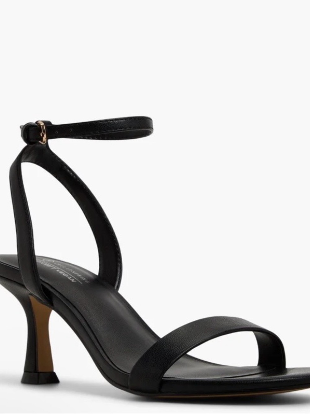 Black Ankle-Strap Kitten Heel Sandals